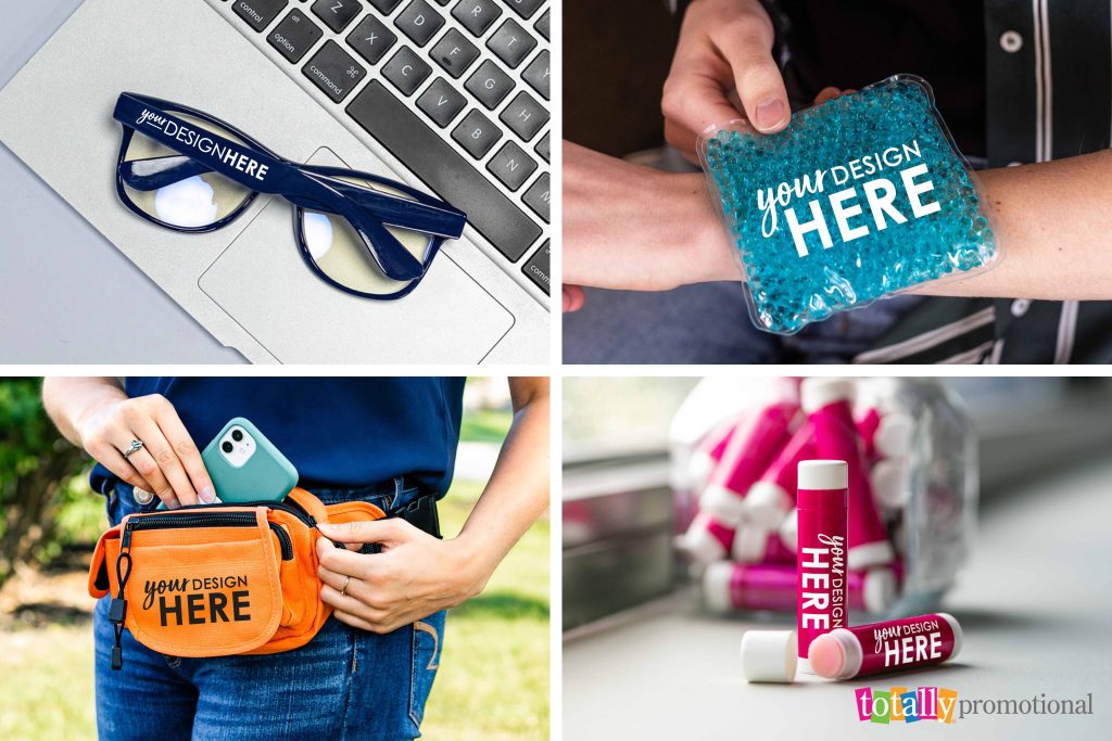 collage of customizable promotional products that promote safety