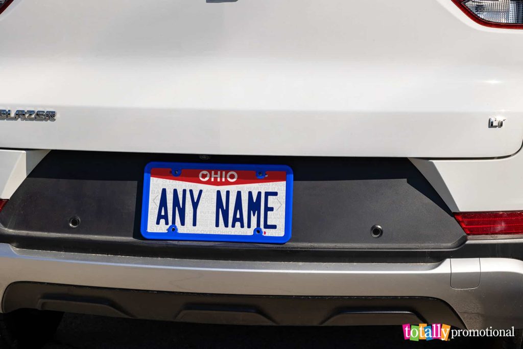 customizable license plate on a car
