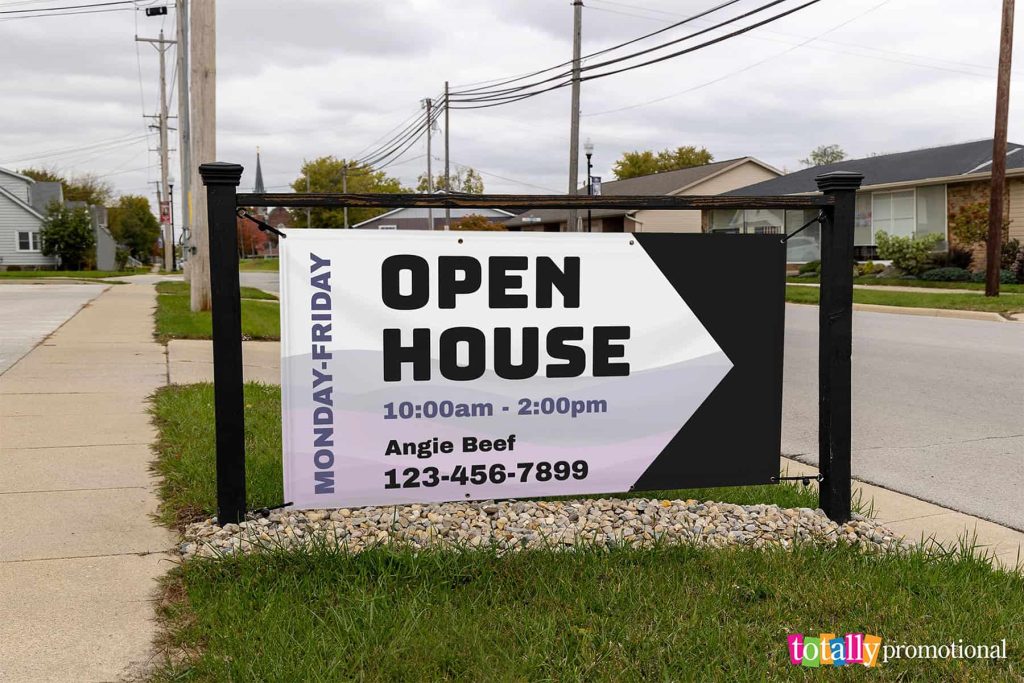 customized banner outside a business for an open house