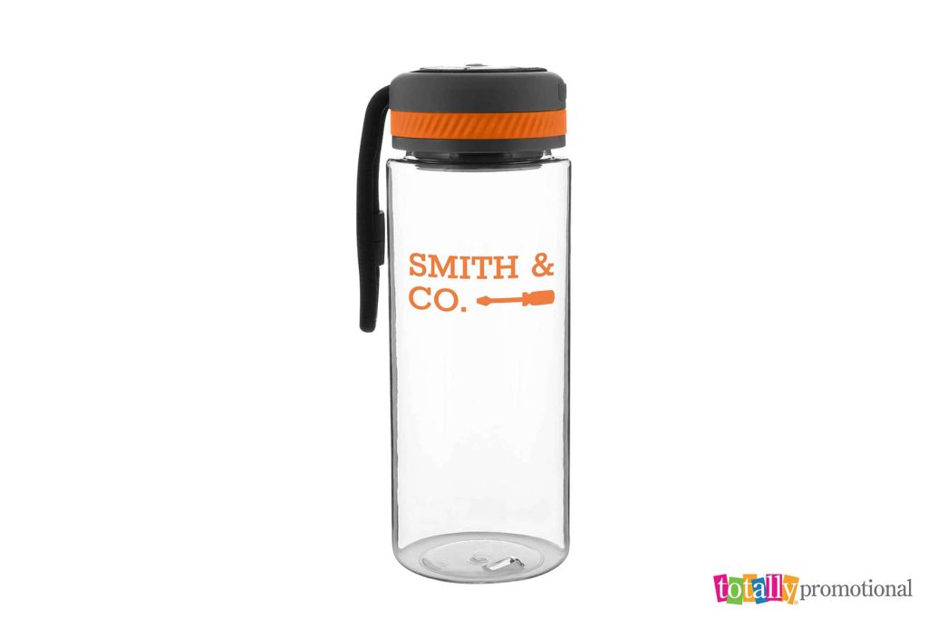 promotional water bottle with construction company logo